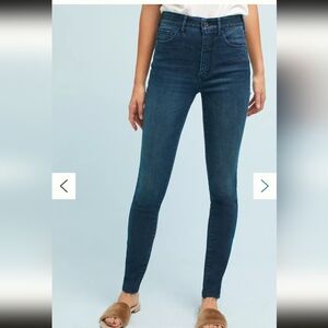 Anthropologie ultra high-rise skinny jeans frayed ankles stretch tencel dark 27.